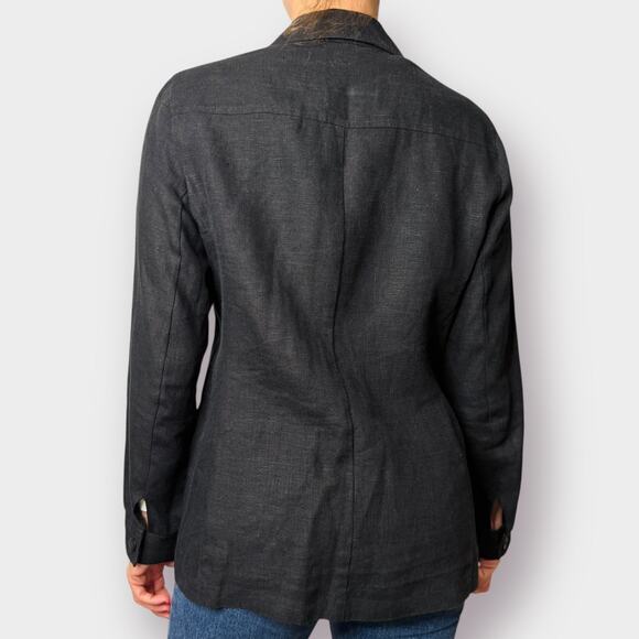 90s Harve Benard Linen Black Shaket Size L - Picture 8 of 10